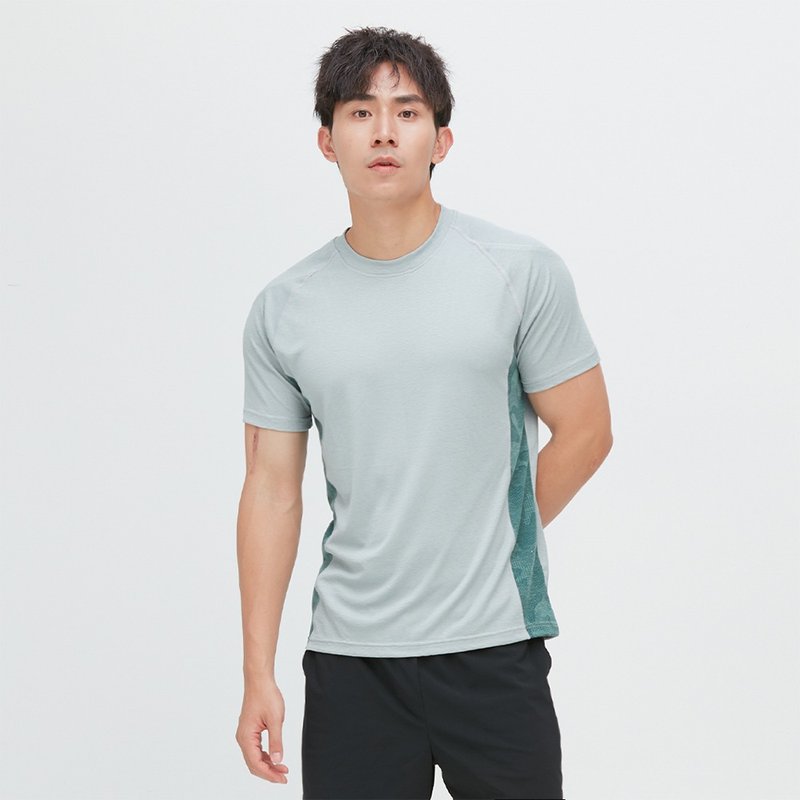 Slim-fit Mesh Jacquard Top (Men) - Ice Algae Green - Men's T-Shirts & Tops - Polyester Green