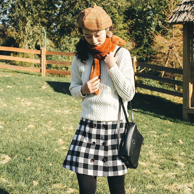 [ホット販売] 2019秋の女性はウエストバンド弾性ダブルブレストチェック柄スカート81250を着用 - スカート - ポリエステル 多色