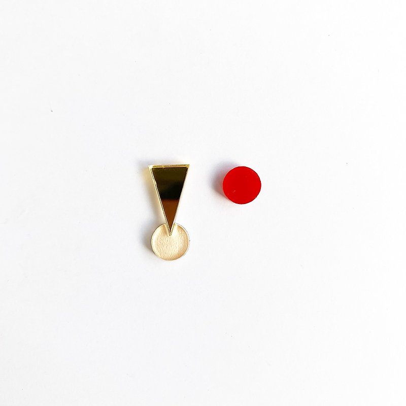 PIN!ピアス - 耳環/耳夾 - 木頭 紅色
