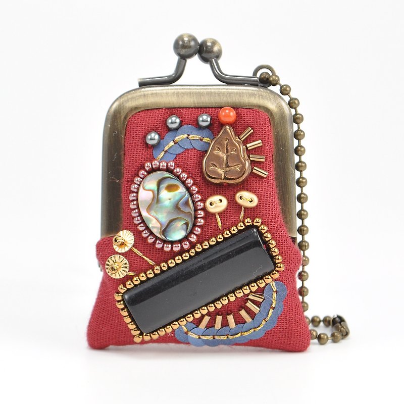 tiny purse for rings and pill,coins,accessories,bag charm purse red purse 61 - กระเป๋าเครื่องสำอาง - ผ้าฝ้าย/ผ้าลินิน สีแดง