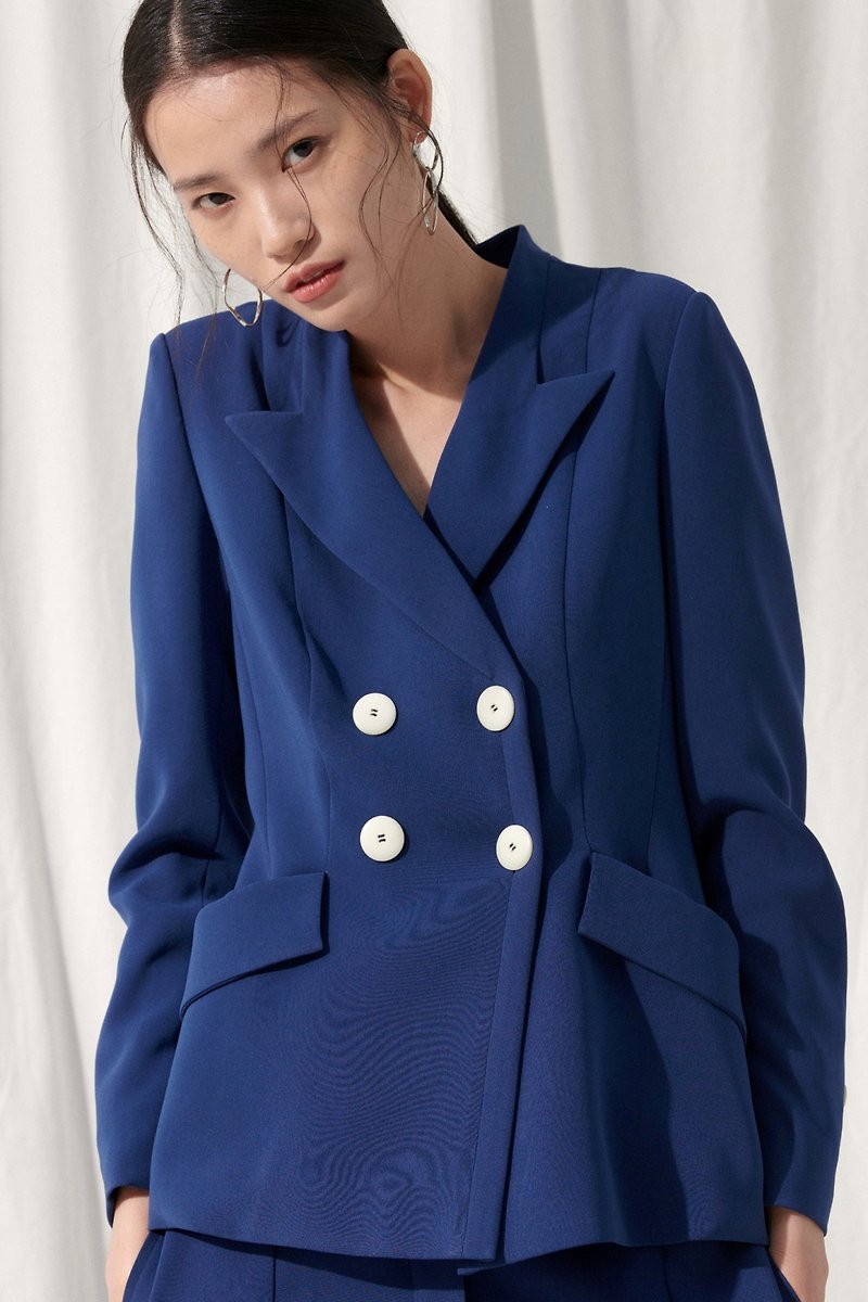 Royal Navy Suit / Indigo - Women's Blazers & Trench Coats - Polyester Blue