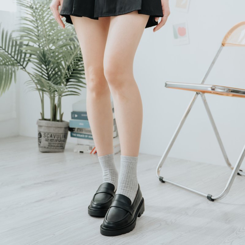 【復古文青】MIT舒適休閒鞋。真皮。時尚黑6055 - 女牛津鞋/樂福鞋 - 真皮 黑色