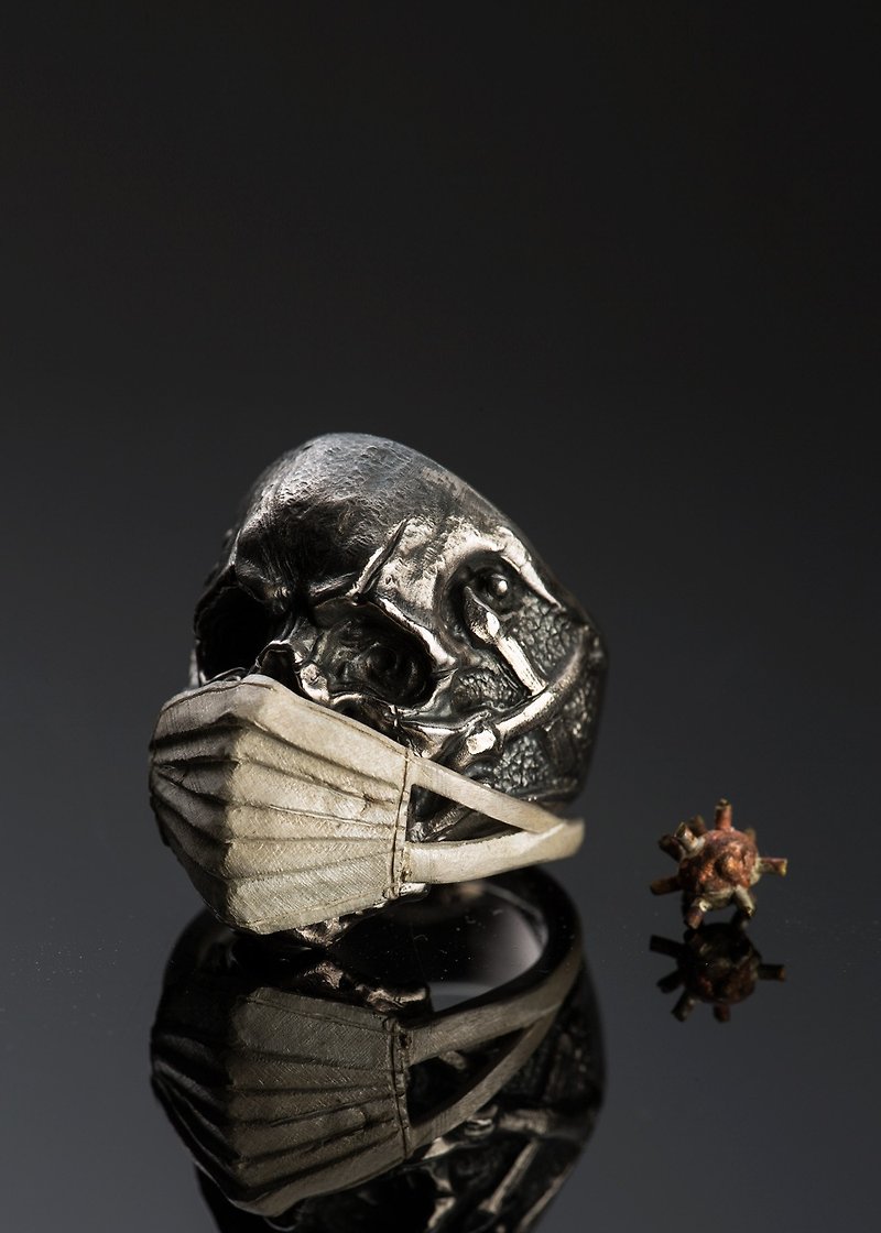 Covid-19 Mask Skull Ring | Virus Mask Skull Memorial Ring
