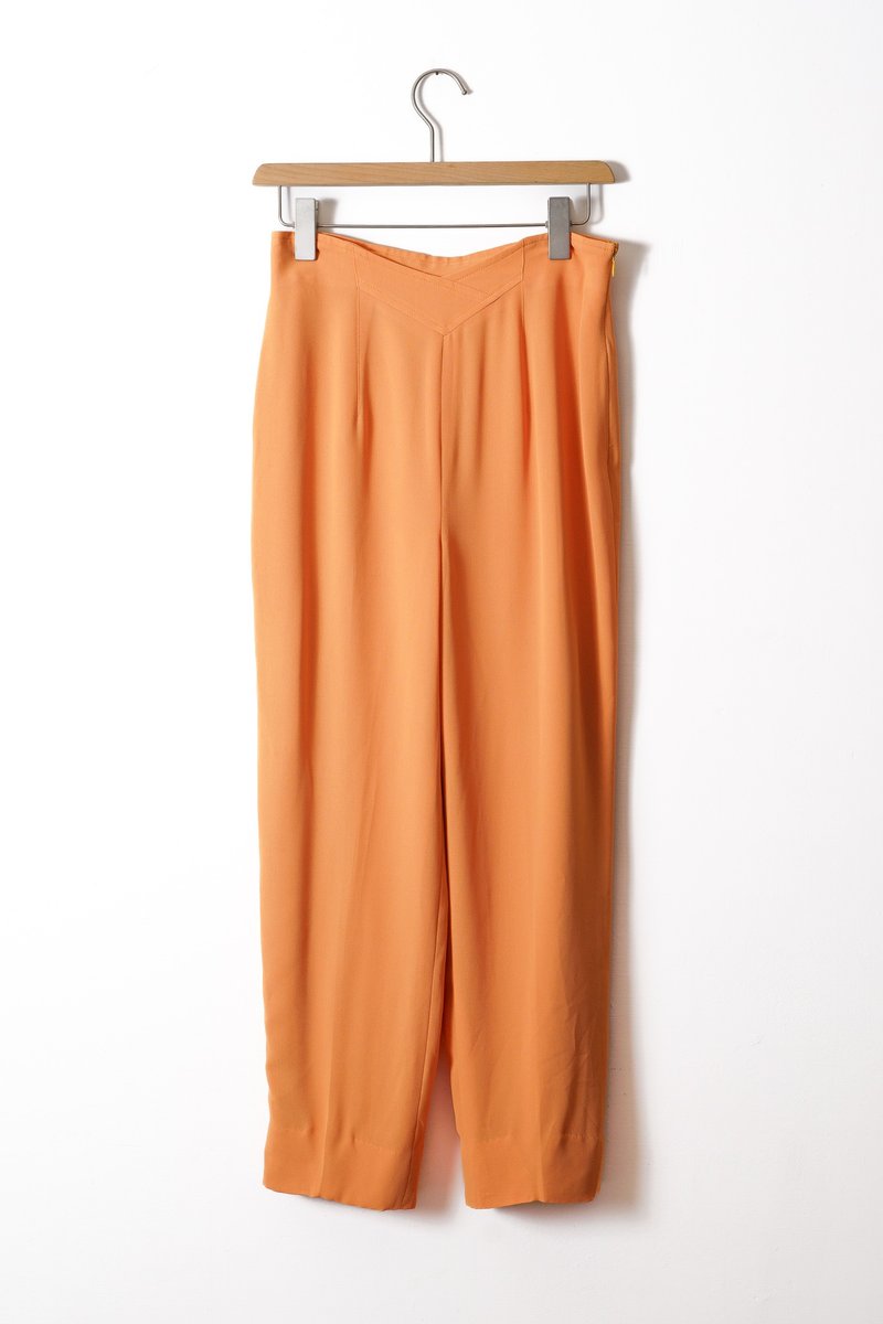 Innocence Department Store Vintage Vintage Trousers Orange V-shaped High Waist Trousers TR.001 - กางเกงขายาว - เส้นใยสังเคราะห์ สีส้ม