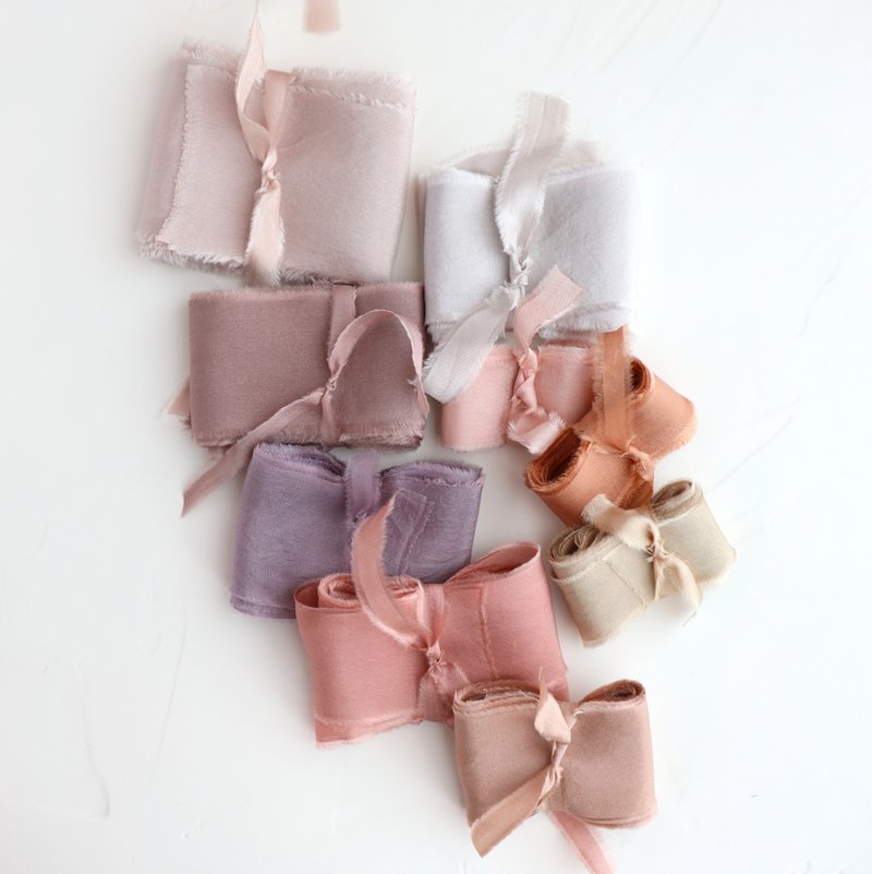 Hand Dyed Silk Ribbons Set Of 9 Assorted Colors Styling Bundle