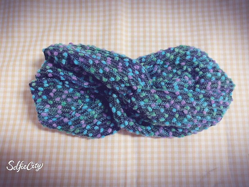 Oversized colorful dots knitted wool double loop headband - เครื่องประดับผม - ผ้าฝ้าย/ผ้าลินิน หลากหลายสี