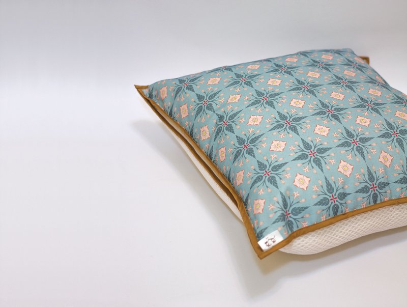 【Flourish Flourish】 Double Sided Pillowcase – Tibetan Incense Room (Light Blue) - Pillows & Cushions - Cotton & Hemp Blue