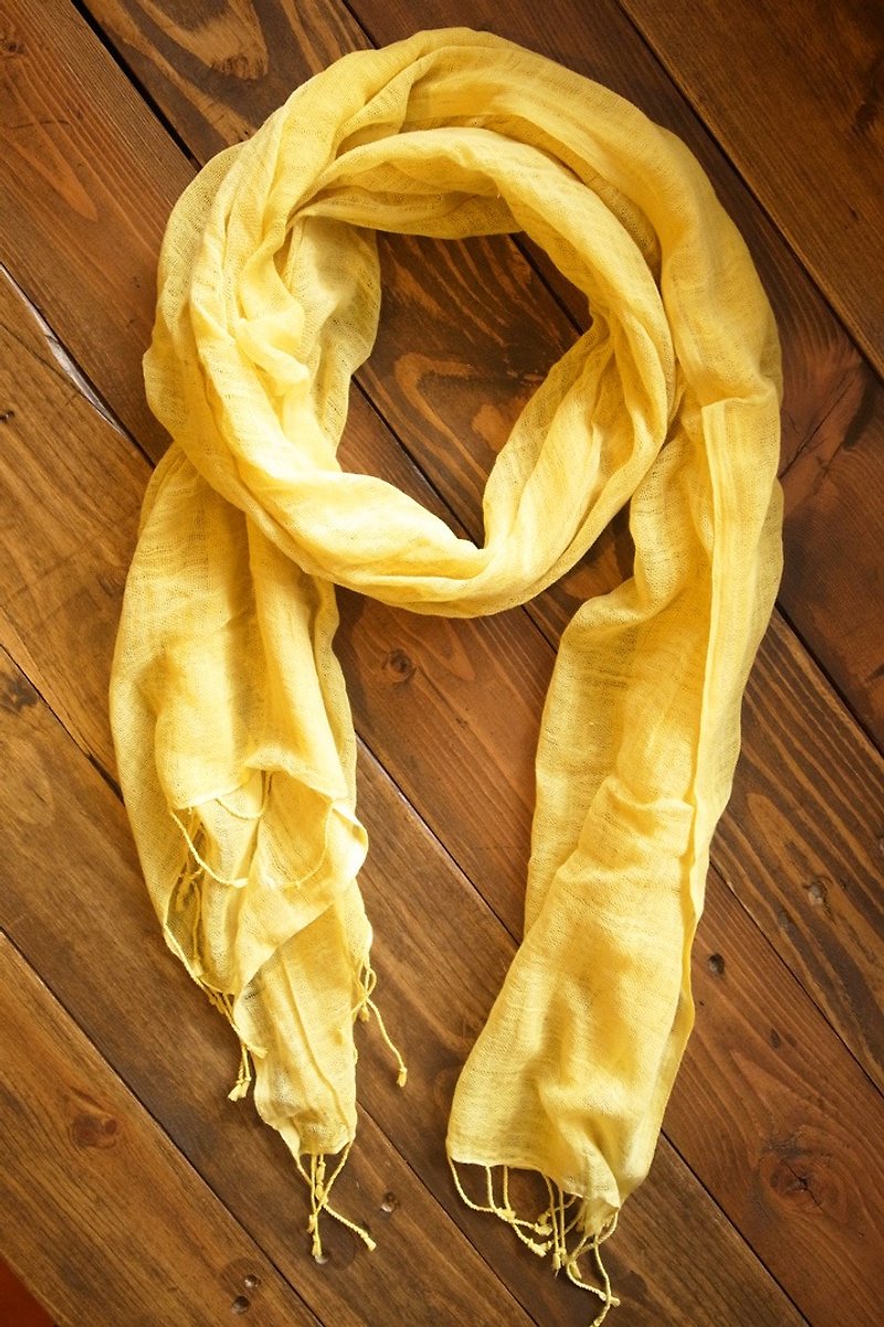 [音楽]フェアトレード手織り有機野菜の色素コットンスカーフショール（黄色）をテンポ
