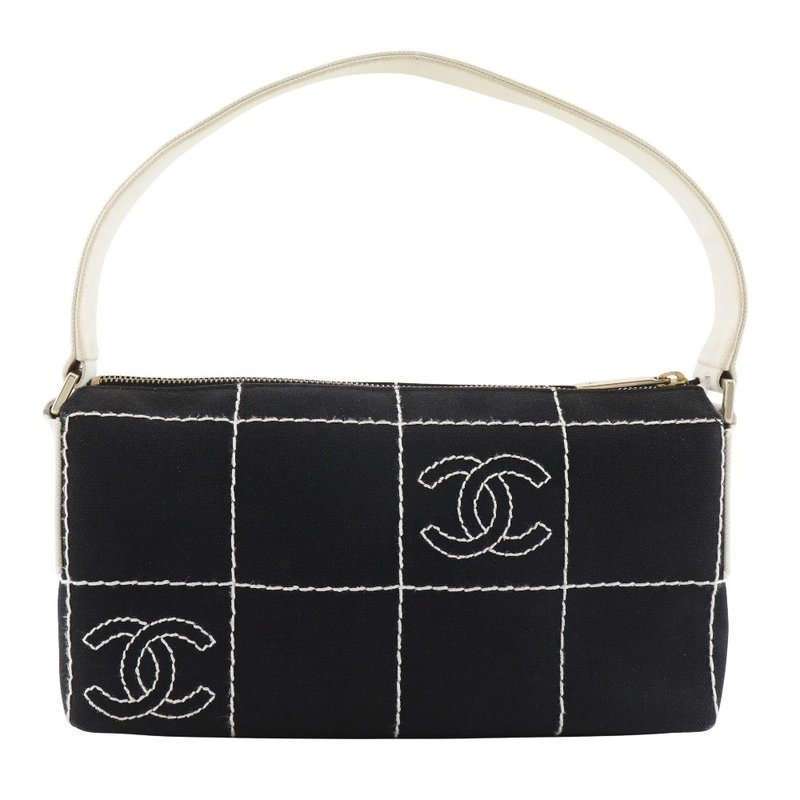 【日本直送】シャネル CHANEL チョコバー ショルダーバッグ キャンバス 黒 レディース【中古】 - 側背包/斜背包 - 棉．麻 黑色