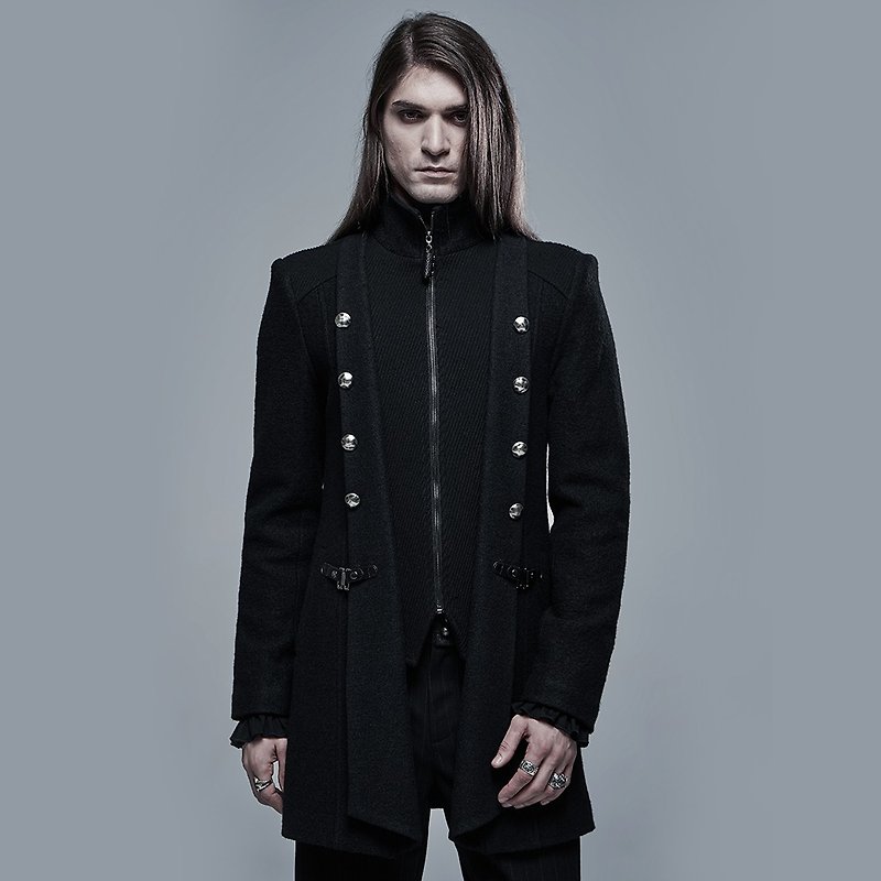 วัสดุอื่นๆ เสื้อสูทผู้ชาย สีดำ - Gothic priest turtleneck coat / soon to be out of print