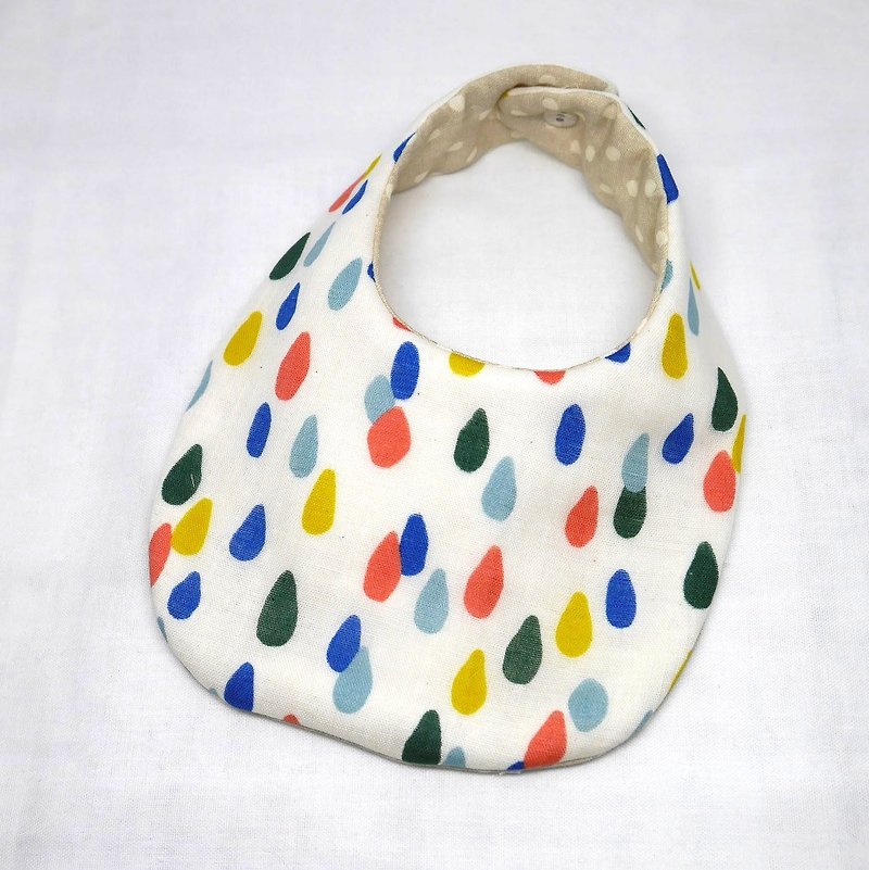 Japanese Handmade 4-layer-gauze Baby Bib / drop white - ผ้ากันเปื้อน - ผ้าฝ้าย/ผ้าลินิน ขาว