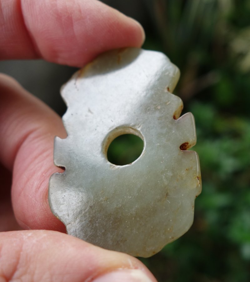 古玉 玉壁14.8克 Jade 文化期 高古玉 老玉 新石器時代 玉幣 錢幣 - 吊飾/掛飾 - 玉石 綠色