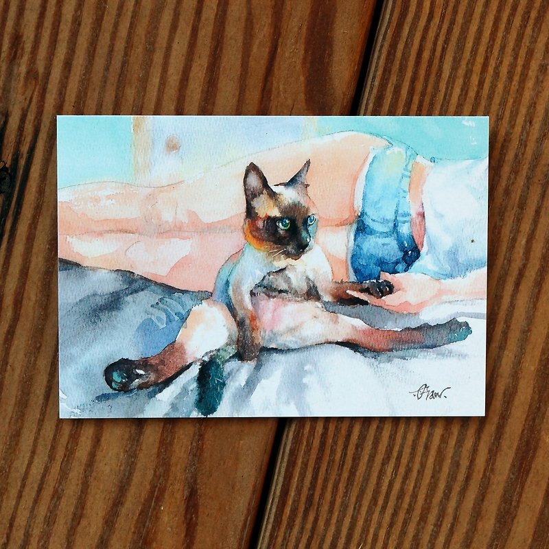 Watercolor Painted Hair Boy Series Postcard - Summer of Legs - การ์ด/โปสการ์ด - กระดาษ หลากหลายสี