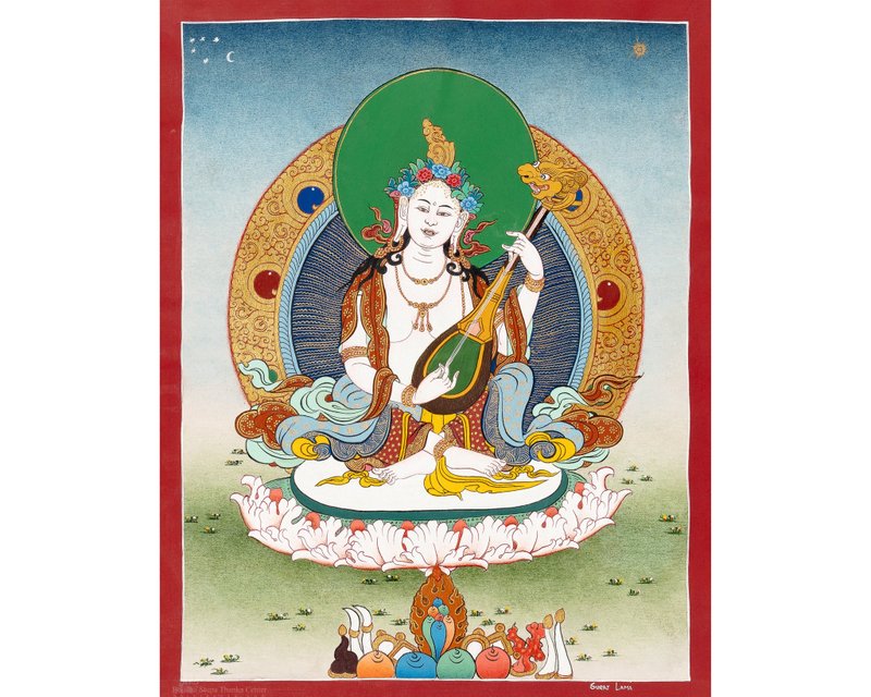 独占サラスヴァティーのタンカ絵画 - ウォールデコ・壁紙 - その他の素材 多色