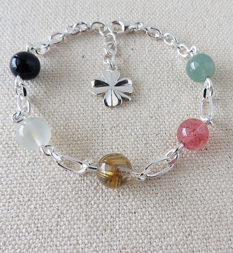 Sterling Silver [Bright Clover] Lucky Lucky Five-element Bead Bracelet** Increases the overall fortune [Birthday] - Bracelets - Gemstone Multicolor