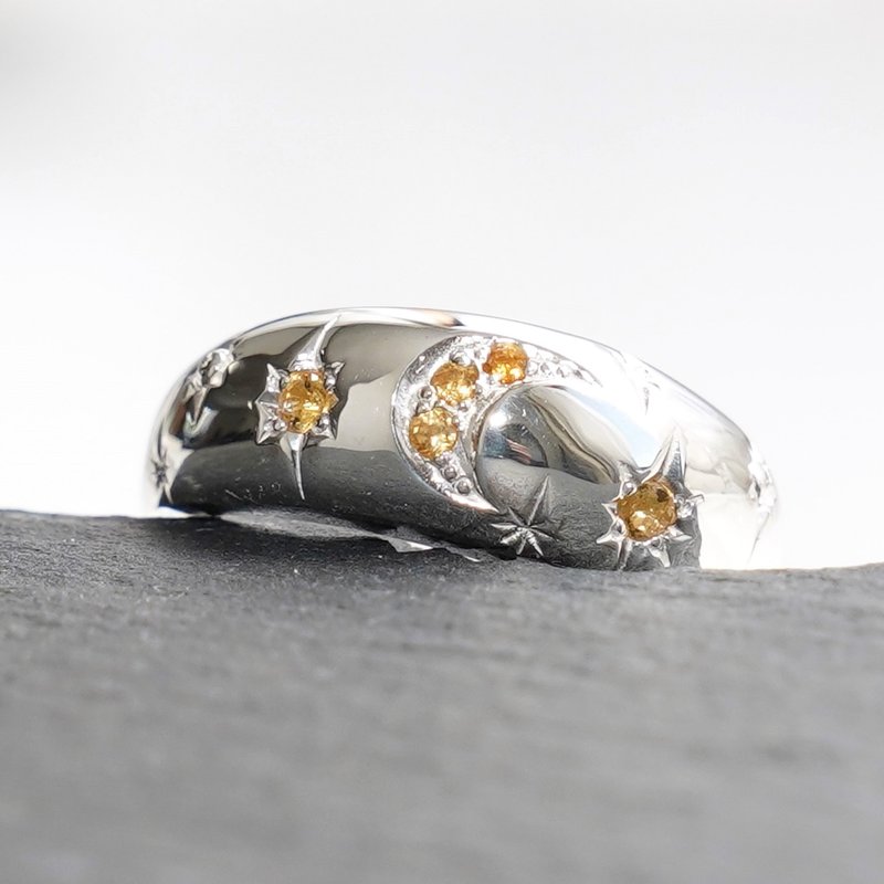 Moon and StaRING -Citrine - / SV925 - General Rings - Sterling Silver Green