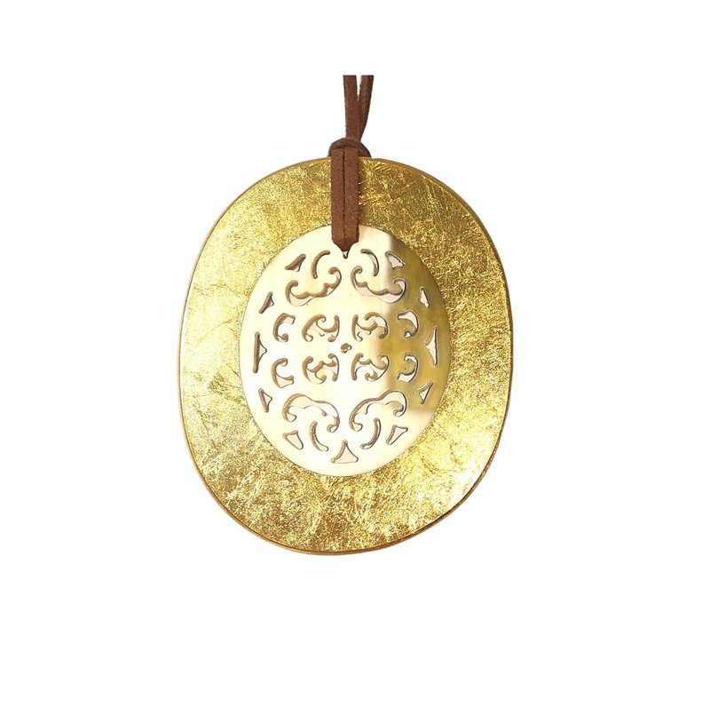 Handmade Pendant Necklaces Horn Jewelry for Women, Men with Golden Lacquer Color - 項鍊 - 環保材質 金色