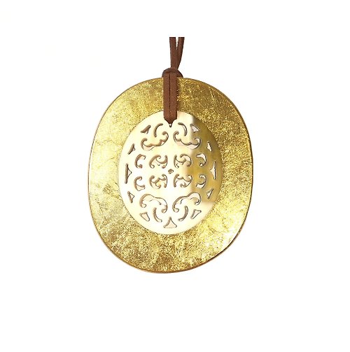 AnhCraft Handmade Pendant Necklaces Horn Jewelry for Women, Men with Golden Lacquer Color