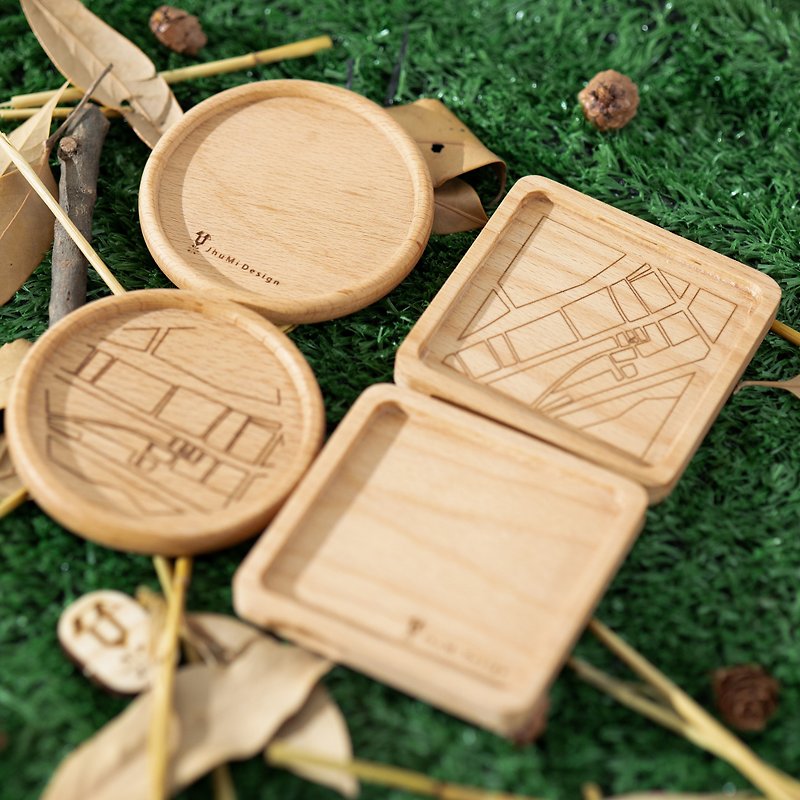 Custom Carved Beech Coasters∣9x9cm∣Square, Round Coasters - Coasters - Wood 