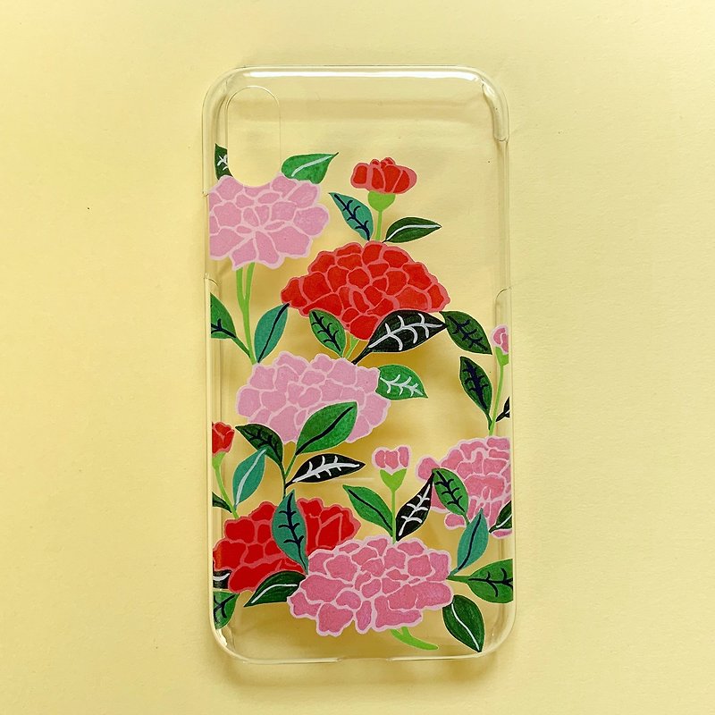 Clear iPhone Case // Flower Power // Japanese Illustration - Phone Cases - Plastic Red