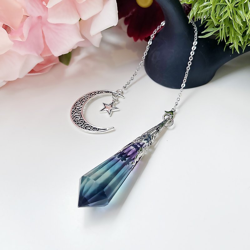 Natural  fluorite pendulum pendant necklace. - Necklaces - Semi-Precious Stones Multicolor