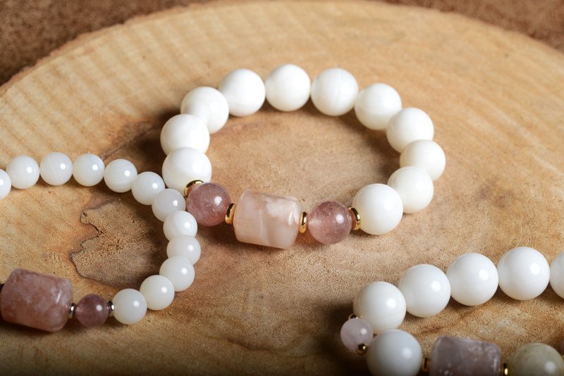 [Shenshan Crystal Mine] Sakura Agate Clayton Series/Sakura Agate/Clayton/White Hair/ - สร้อยข้อมือ - คริสตัล สึชมพู