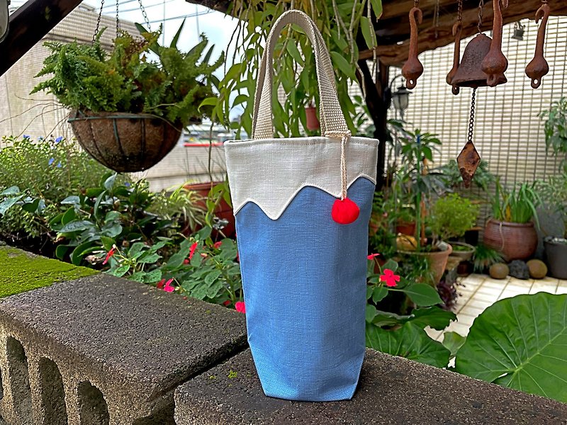 [Purely Handmade] Mount Fuji Kettle/Beverage Bag Umbrella Bag Handbag - Beverage Holders & Bags - Cotton & Hemp 