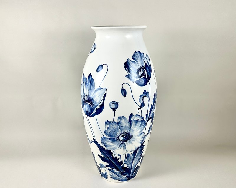 古董巨型胡欽羅伊特花瓶 德國手工彩繪 1910年 品相極佳。 - 其他 - 瓷 藍色