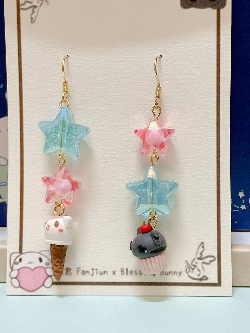 Fanjun Dessert Pocket Soft Clay Earrings - Earrings & Clip-ons - Pottery Multicolor