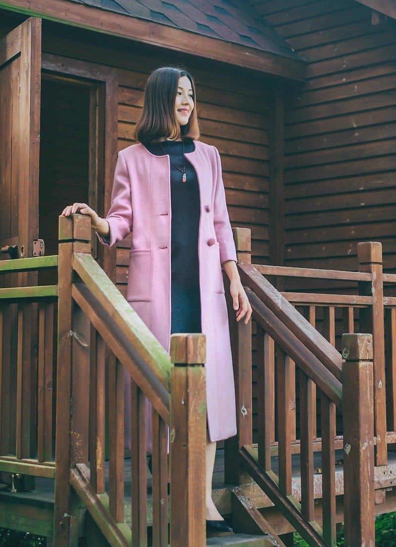 Pink double-faced cashmere coat - เสื้อแจ็คเก็ต - ขนแกะ 