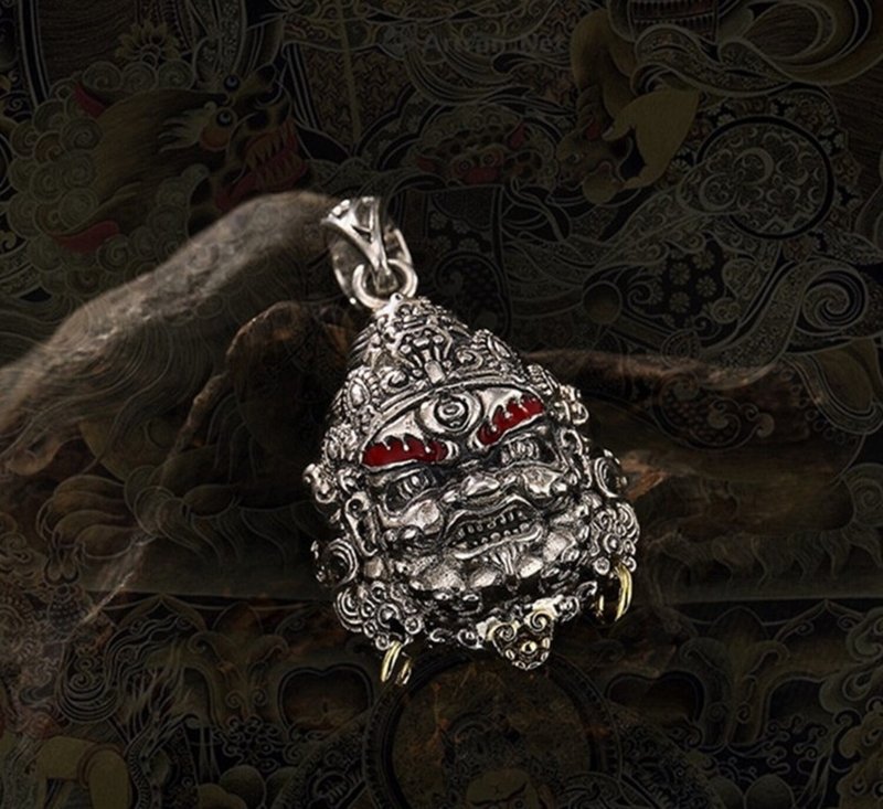 Real 925 Sterling Thai Silver Men Religious Dzambala Pendant without Chain Demon - 長項鍊 - 純銀 銀色