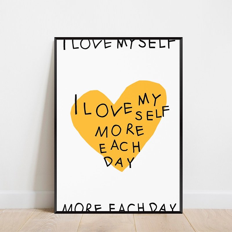 Art print/ Yellow heart / Illustration poster A3,A2 - Posters - Paper Yellow