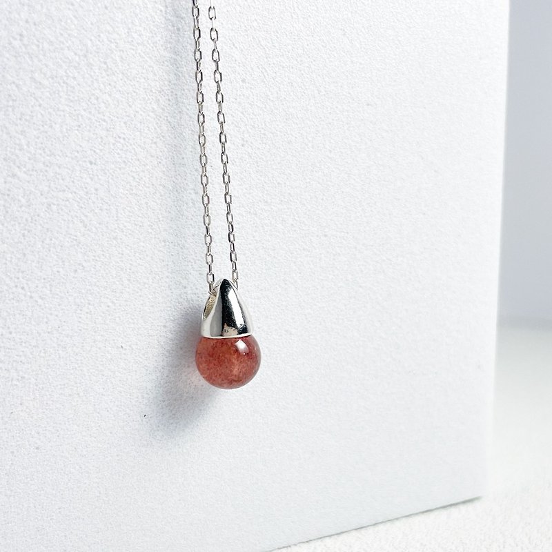 Genie925 | sterling silver necklace with Strawberry Quartz - Necklaces - Crystal Red
