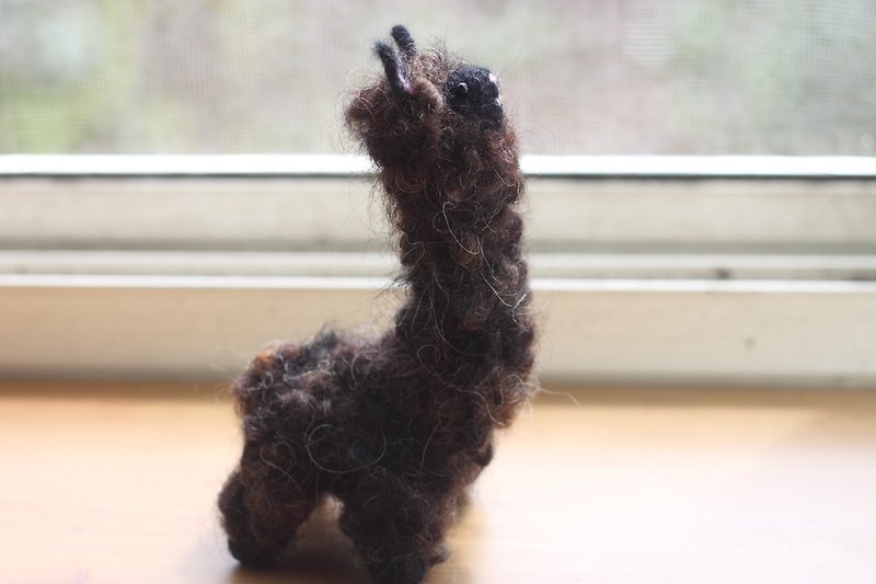 Dark brown alpaca 16cm high - Stuffed Dolls & Figurines - Wool Brown
