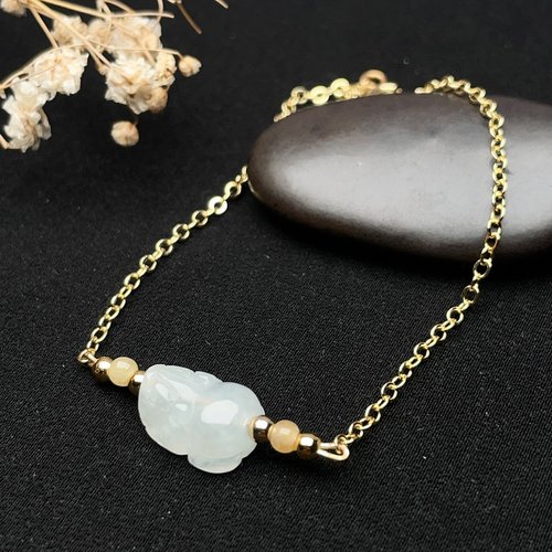 瓔珞珠寶盒 E.L.Jewelry Box 冰糯翡翠貔貅14K包金手鍊 | 天然緬甸玉翡翠A貨