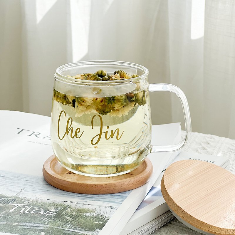 玻璃 茶具/茶杯 - 【客製化】耐熱玻璃茶杯套裝帶木蓋和杯墊