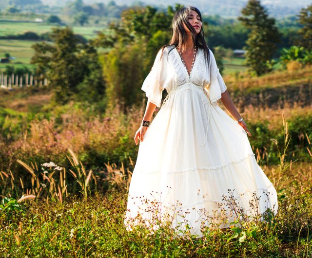 Wedding Dress Maxi Boho Dress Bohemian Dress Boho Wedding Dress Boho Dress Shop Earthernwear One Piece Dresses Pinkoi