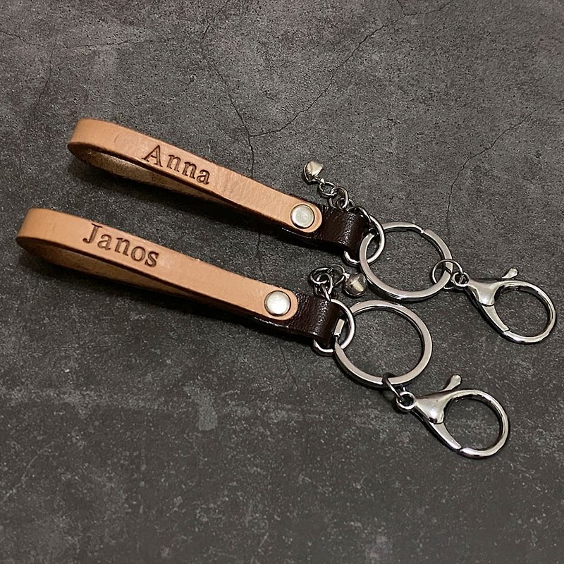 【U6.JP6 Handmade Leather Goods】Customized Alphabet Key Ring Charm - Keychains - Genuine Leather 