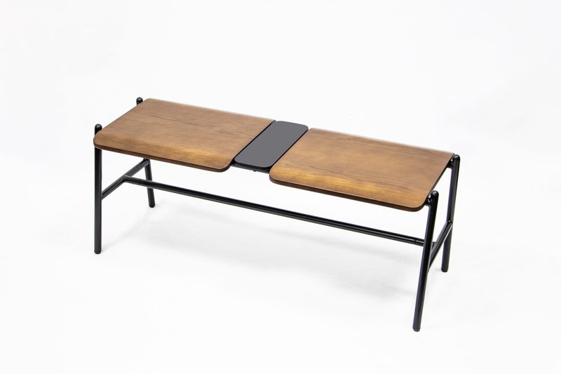 Basso アッシュ材ベンチ（ウォールナット色/ブラック）小物置き用ミニテーブル板付き - 椅子・ソファー - その他の素材 多色