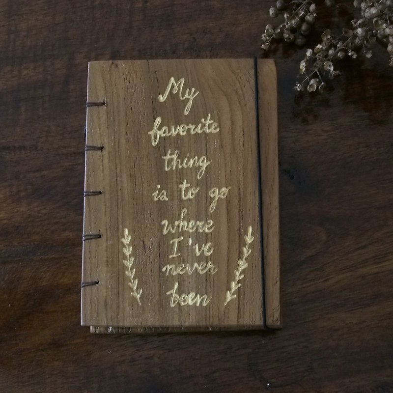 Teakwood cover carving notebook handmadenotebook diaryhandmade wood  筆記本 - Notebooks & Journals - Wood Brown