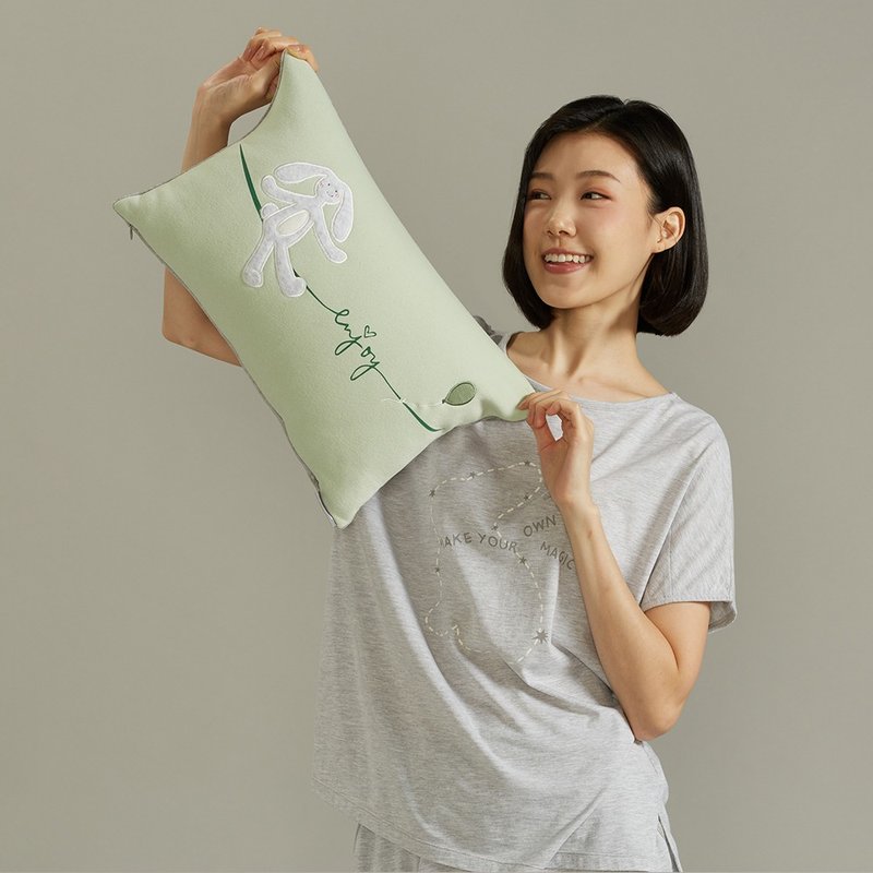 氣球垂耳兔方形抱枕 (30x45公分) -淺蘆薈綠 - 枕頭/抱枕 - 棉．麻 綠色