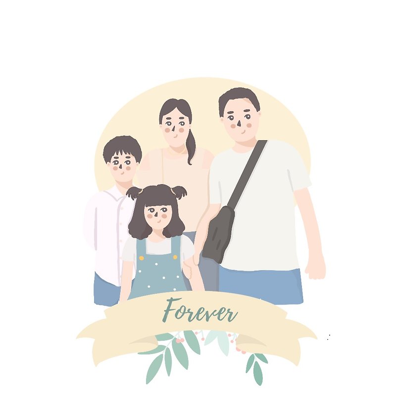 Custom family portrait, personalized family portrait - Digital Portraits, Paintings & Illustrations - Other Materials 