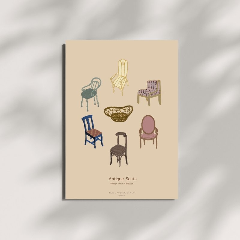 Art Card Poster A3 | Antique Seats Vintage Decor Collection - 海報/掛畫/掛布 - 紙 