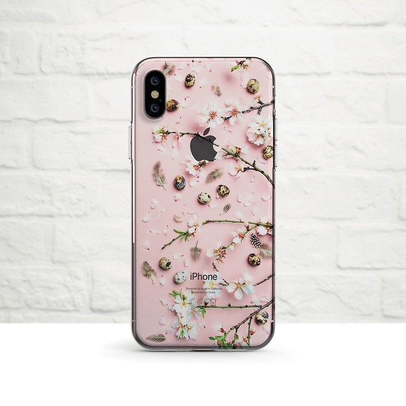 Jifang.Peach Blossom-Drop Resistant Transparent Soft Case- iPhone 14, to iPhone SE,Samsung - スマホケース - シリコン ピンク