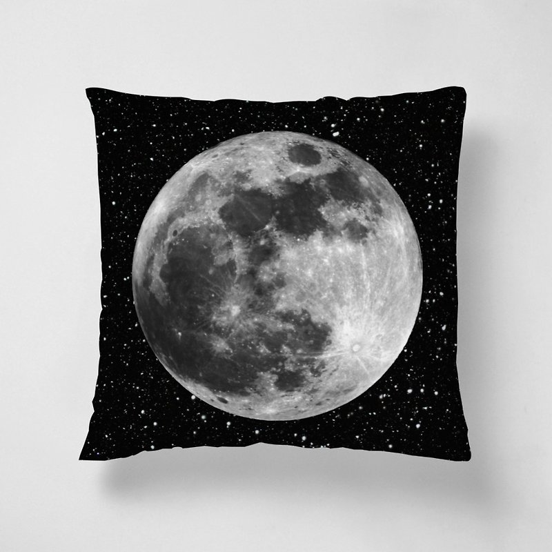 月球 MOON / 短絨抱枕 - 枕頭/抱枕 - 棉．麻 黑色
