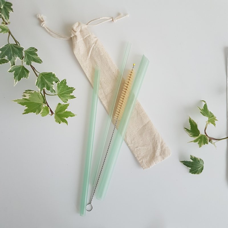 Limited time offer-FunXinstoro rest assured biomedical-grade environmentally friendly straws-clear green apple-single - Reusable Straws - Silicone Green