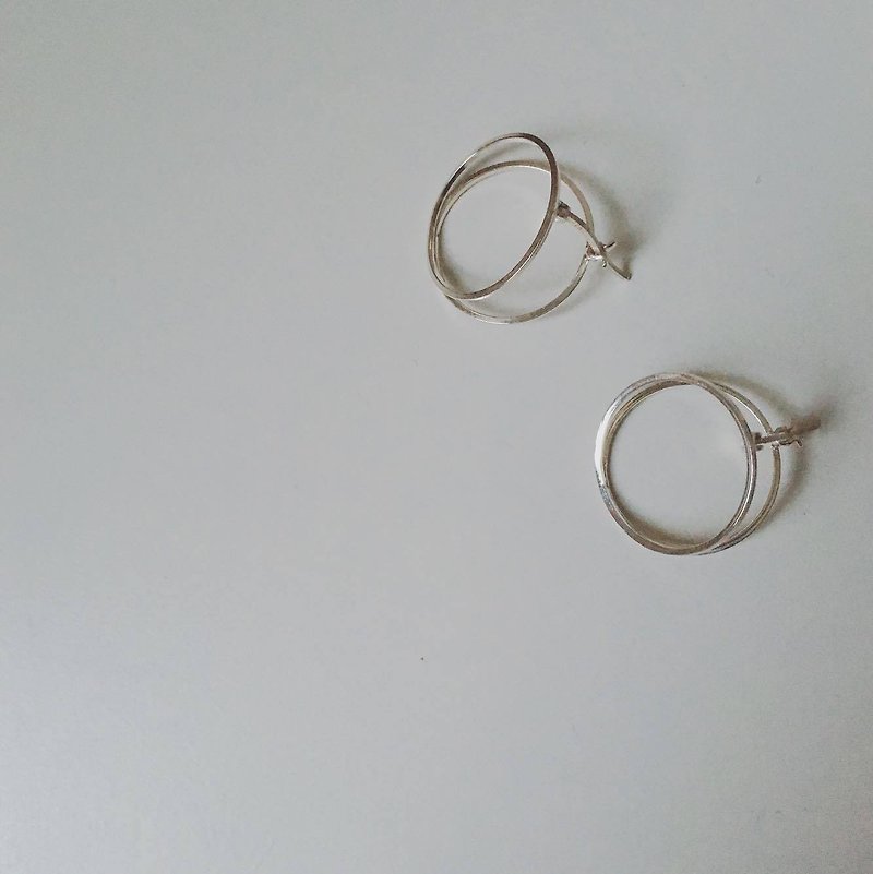 925 sterling silver empty sandwich earrings - Couples' Rings - Other Metals Silver