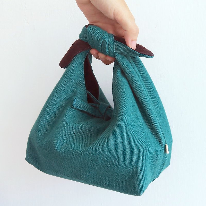 Cotton-Linen 2 way Lunch bag - อื่นๆ - ผ้าฝ้าย/ผ้าลินิน สีน้ำเงิน