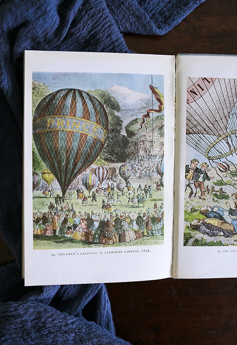 British 1948s [hot air balloon] retro illustration booklet antique book - Indie Press - Paper White