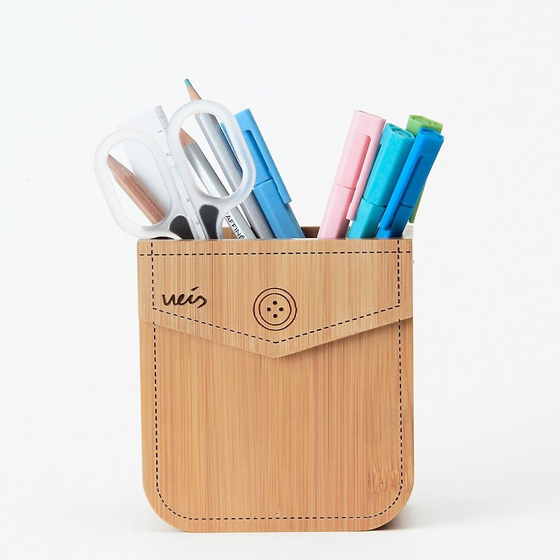WEIS bag language | creative pen holder storage seat office stationery storage box potted flower pot - Pencil Cases - Bamboo 